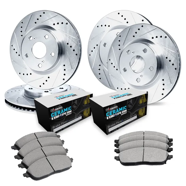 R1 Concepts WGTN2-63016 Brake Rotors - D/S - Silver W/ Euro Ceramic Pads